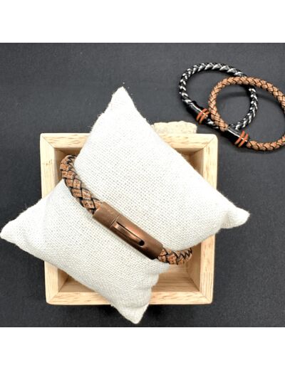 Bracelets en cuir avec aimant en acier inoxydable