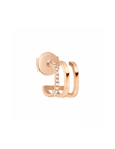 Mono boucle d'oreille gauche Vanrycke Charlie Triple en or rose et pavée de diamants
