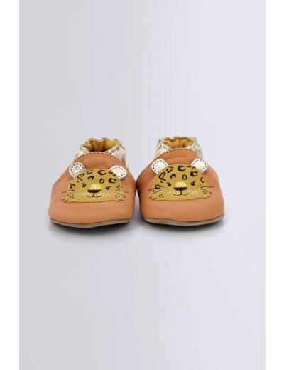 Chaussons Cuir Léopardo Camel - Robeez