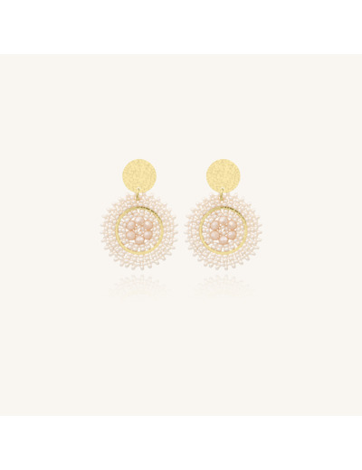 Boucles d'oreilles Sàntibé Bijoux Baby Espagnola dorées à l'or fin et perles