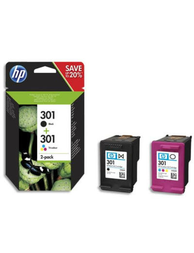 Pack de 2 cartouches d'encre 301 couleur, noir