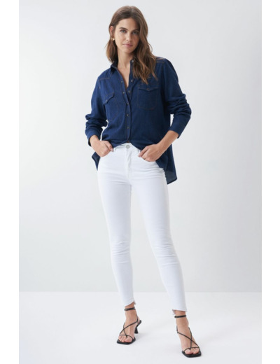 Jeans Secret Glamour Push In cropped en toile de couleur