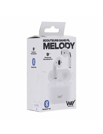 Écouteurs tws melody 2 avec boîtier de charge blanc