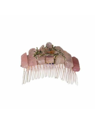 Peigne à Chignon en Quartz Rose