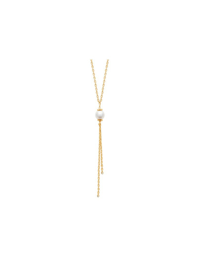 Collier en plaqué or et perle, 45 cm