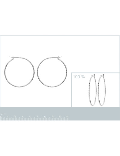 Boucles d'oreilles créoles en argent rhodié