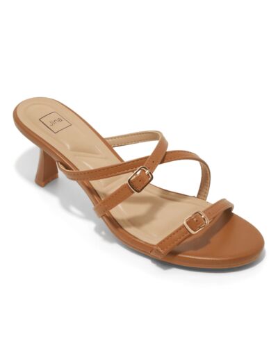 Mule talon decrochee femme cognac