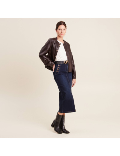 Jupe longue droite en jean