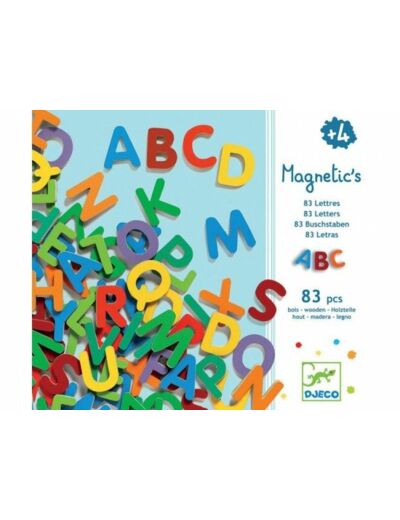 Lettres Magnétiques majuscules en Bois  83 pièces- DJECO -DJ03101