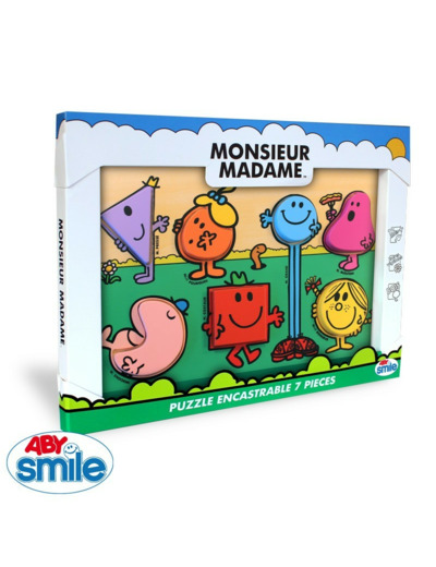 MONSIEUR MADAME - Bois - Puzzle encastrable 7 pièces