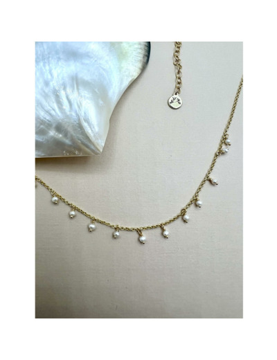 Collier ras de cou Indriya Capri en vermeil et nacre