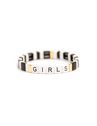 Bracelet Simone à Bordeaux Girls en métal émaillé noir et blanc