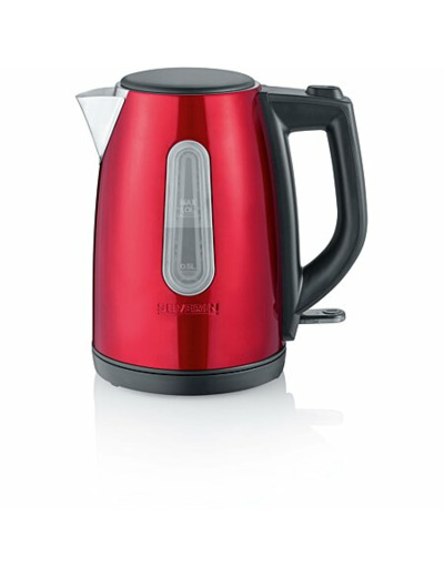 Wk3417 bouilloire severin , noir/inox laquÃ© rouge, 2200 w, 1.0 l