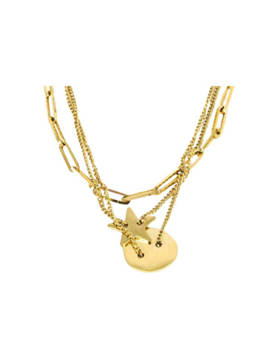 Collier ZAG Star en acier doré