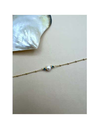 Bracelet Indriya Azuri en vermeil, perles d'eau douce et apatite