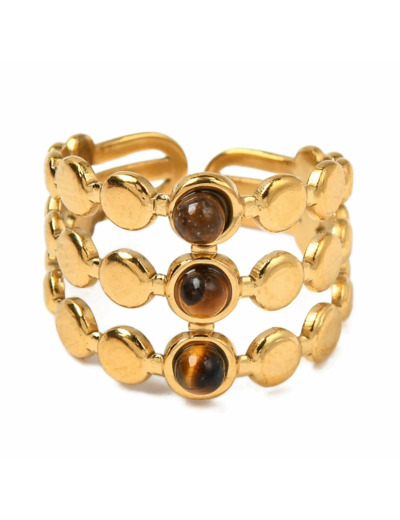 Bague 3 rangs oeil de tigre