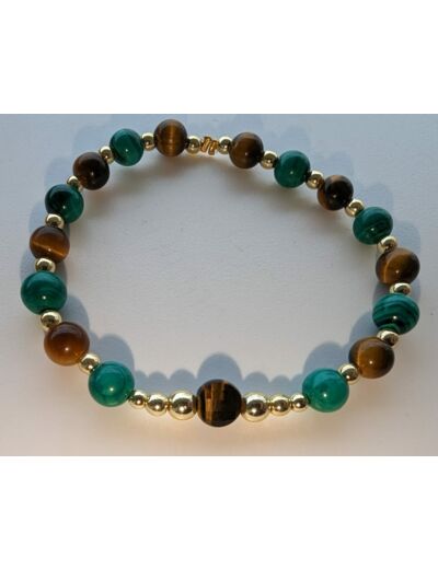 Bracelet œil de tigre et malachite