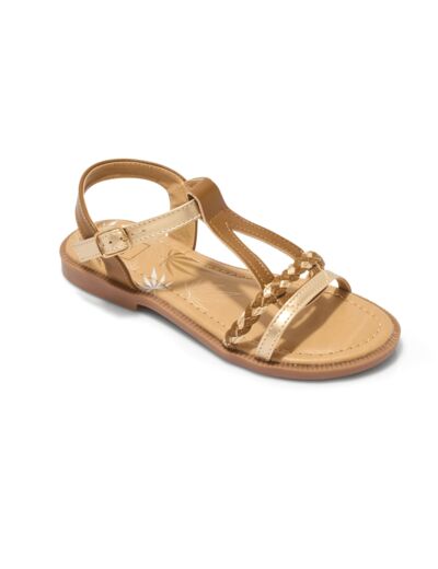 Sandale ouverte junior fille camel or