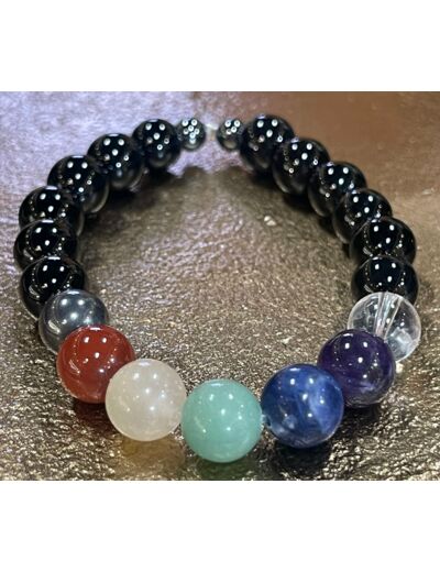 Bracelets 7 chakras Onyx Femme