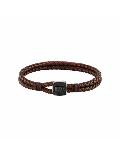 Bracelet BOSS Seal en cuir marron, taille M