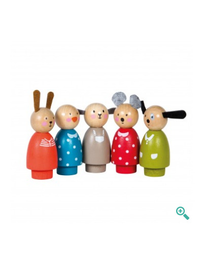 5 Personnages En Bois La Grande Famille - 632421