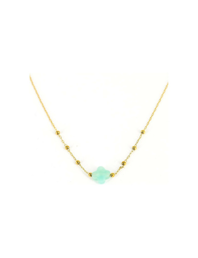 Collier ZAG en acier doré et amazonite