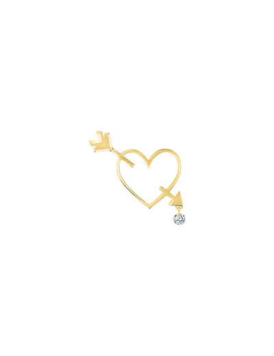 Mono boucle d'oreilles La Brune & La Blonde POP Plein Coeur en or jaune et diamants de 0.05ct