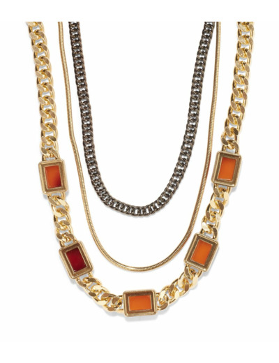 Collier femme marron