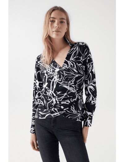 BLOUSE SATINÉE À IMPRIMÉ FLEURI