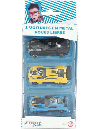 COFFRET DE 3 AUTOS ROUES LIBRES