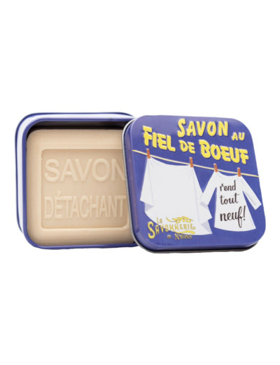 SAVONNETTE AU FIEL DE BOEUF + BOITE METAL SAVONNERIE DE NYONS 100G