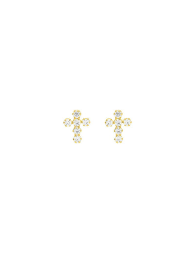 Puces d'oreilles en or jaune et oxydes de zirconium