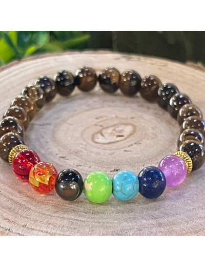 Bracelet 7 chakras œil de tigre