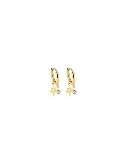 Boucles d'oreilles mini créoles ZAG Cap Skirring en acier doré