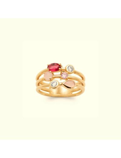 Bague 3 Rangs Issia - Fushia