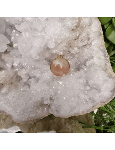 Collection charme Astrale- Pendentif cabochon - Quartz rose