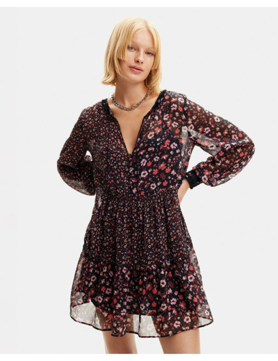 ROBE COURTE GAZE FLEURS