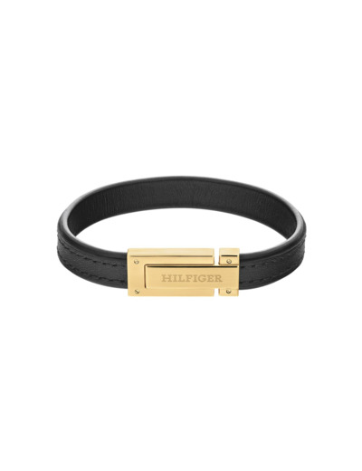 Bracelet Tommy Hilfiger en métal doré et cuir