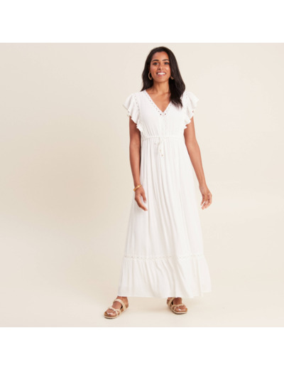 Robe longue évasée à volants
