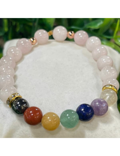 Bracelet 7 chakras Quartz Rose