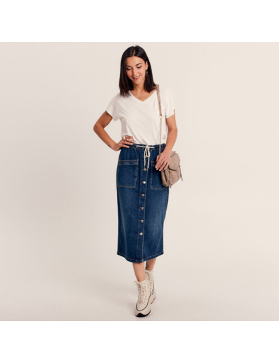 Jupe longue droite en jean