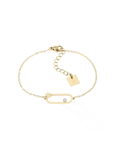 Bracelet ZAG Atoll en acier doré et cristal
