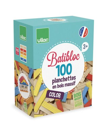 Batibloc Coloré - 100 planchettes en bois - 2125