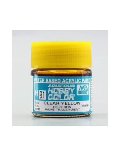 PEINTURE MAQUETTE MR HOBBY H091 JAUNE TRANSPARENT BRILLANT 10ML