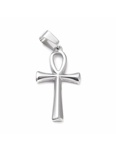 Pendentif croix de Ankh relief en acier inoxydable