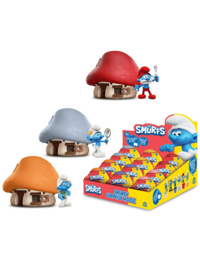 Les Schtroumpfs - Maison avec 1 figurine 5,5 cm surprise  - Asst - en présentoir