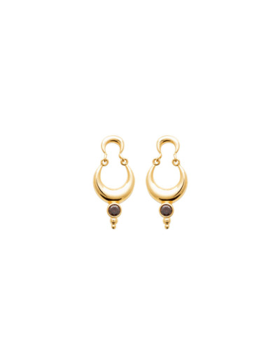 Boucles d'oreilles en plaqué or et pierre de couleur