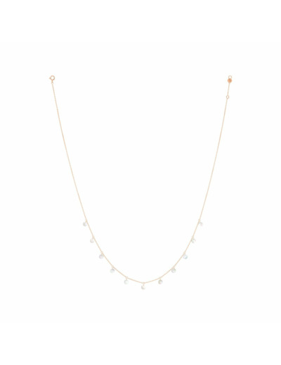 Collier La Brune & La Blonde Polka en or rose et nacre blanche, 42cm