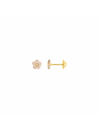Boucles d'oreilles clous à vis en or jaune et nacre