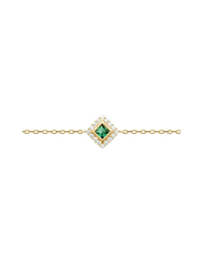 Bracelet en plaqué or, oxyde de zirconium et pierre de couleur